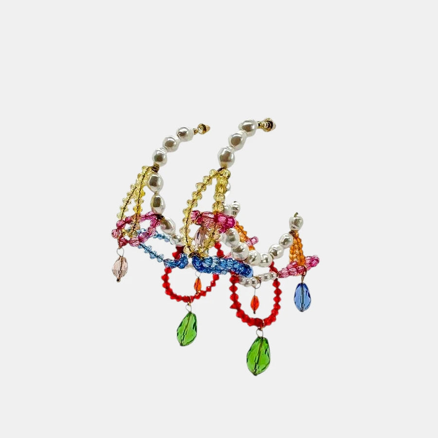 Carnival Pearl Hoop Earrings