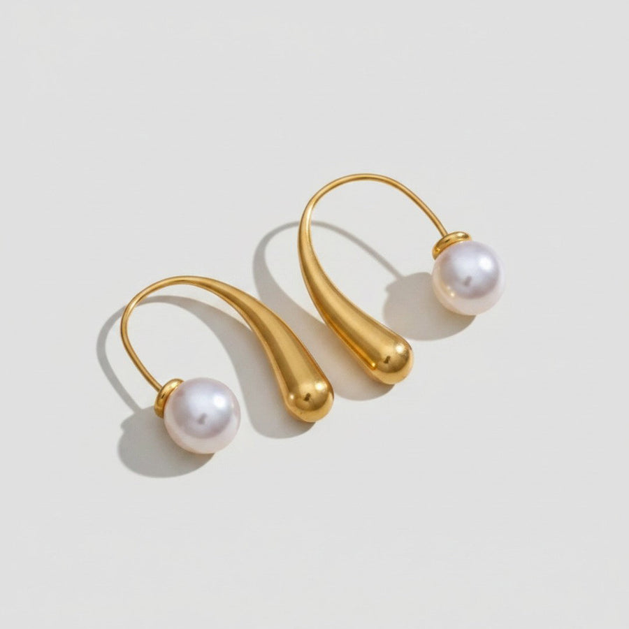 Pearl Drop Arc Earring