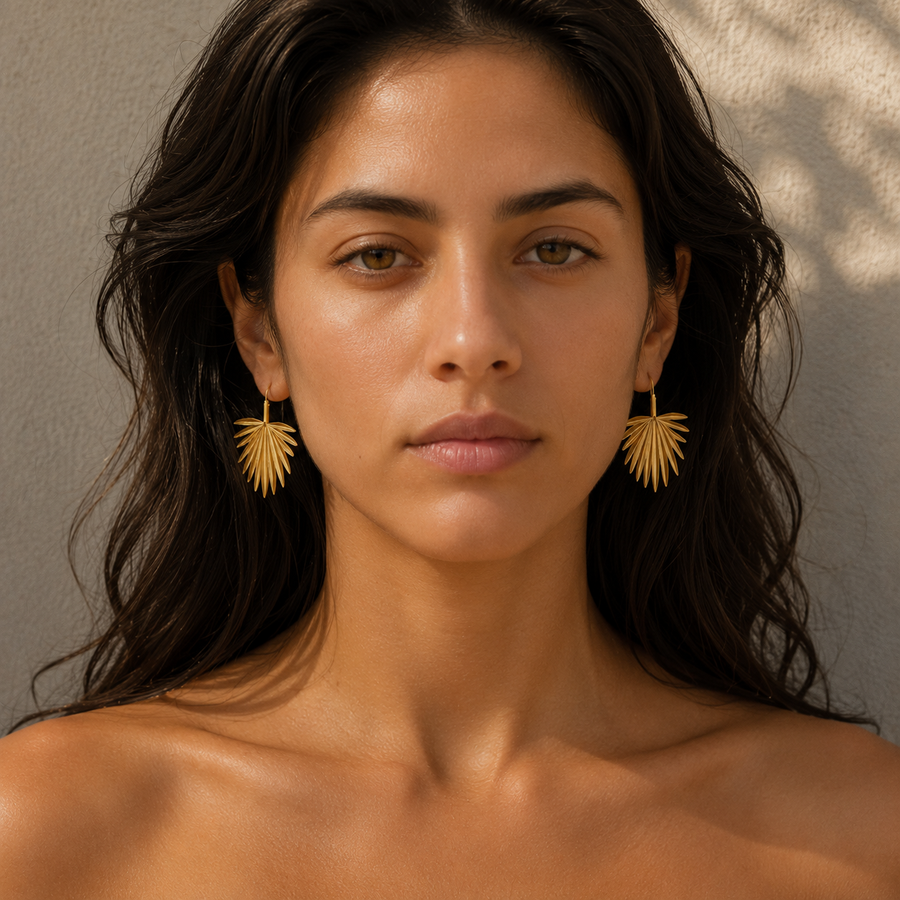 Golden Palm Drop Earrings