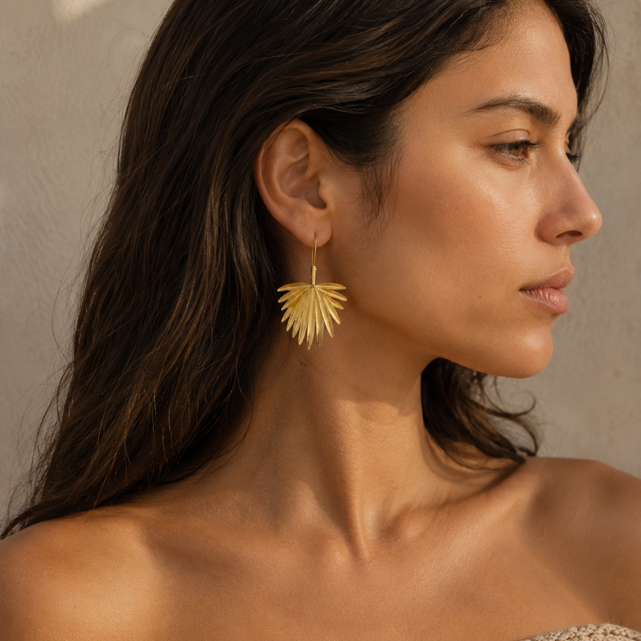 Golden Palm Drop Earrings
