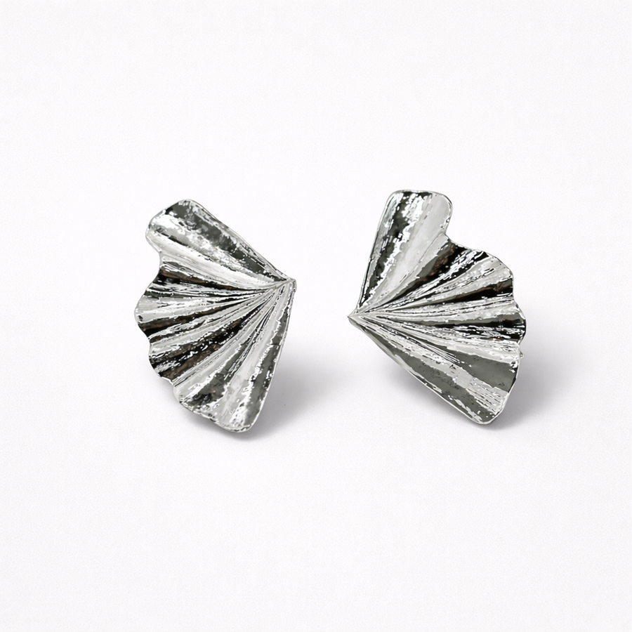 Silver Fan Statement Earrings