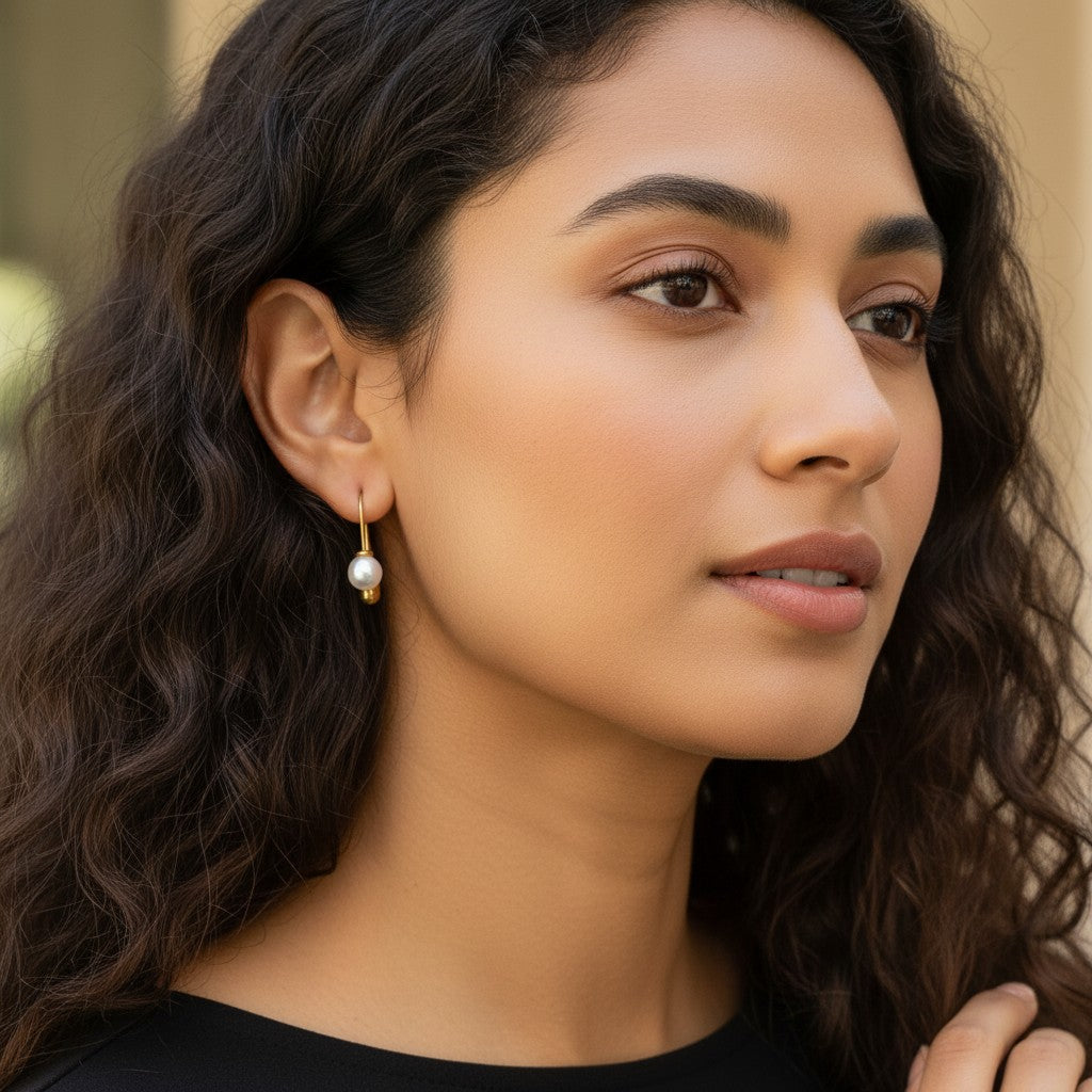 Pearl Drop Arc Earring