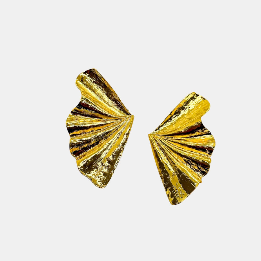 Golden Fan Stud Earrings