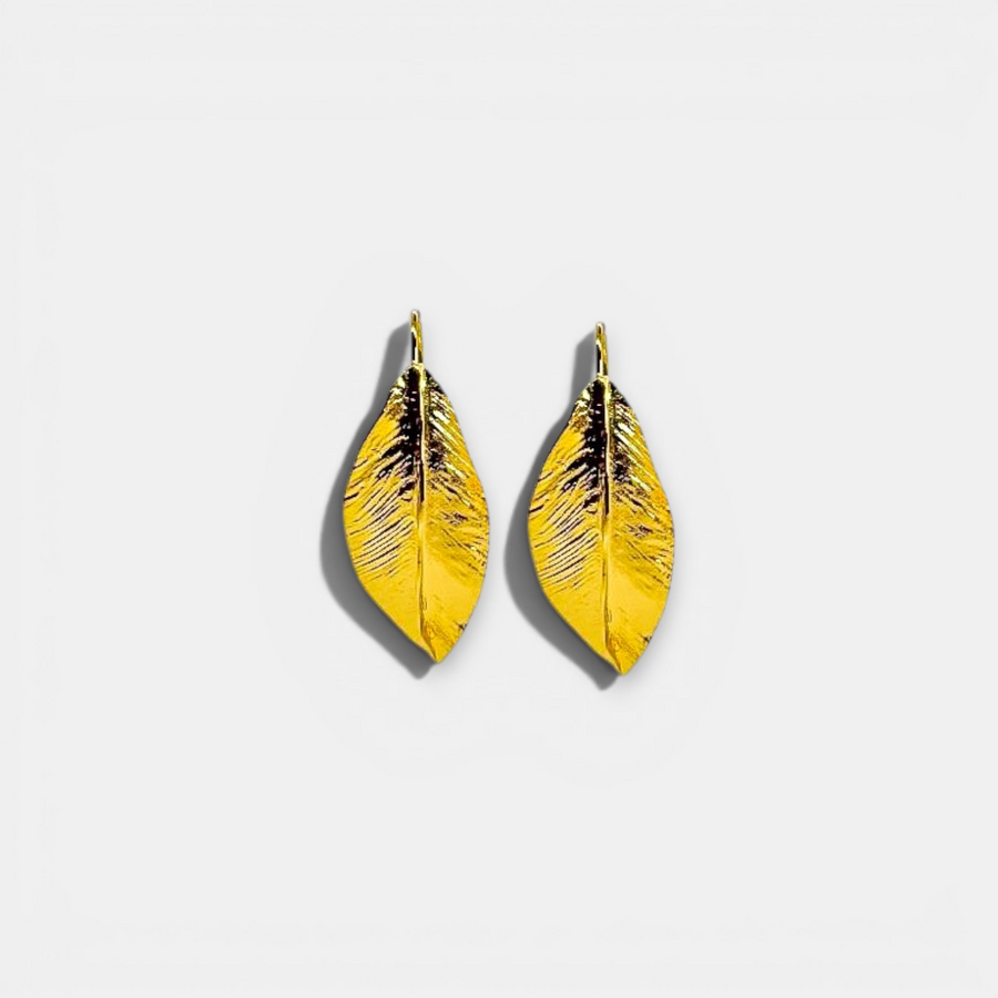 Golden Feather Earrings