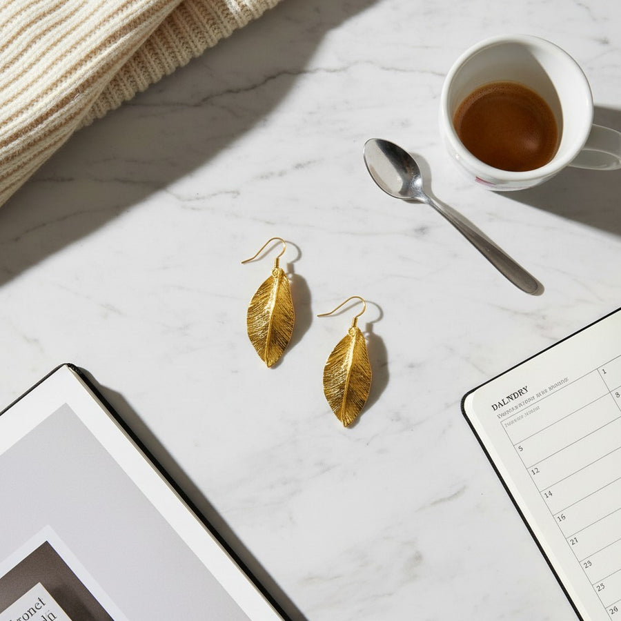 Golden Feather Earrings