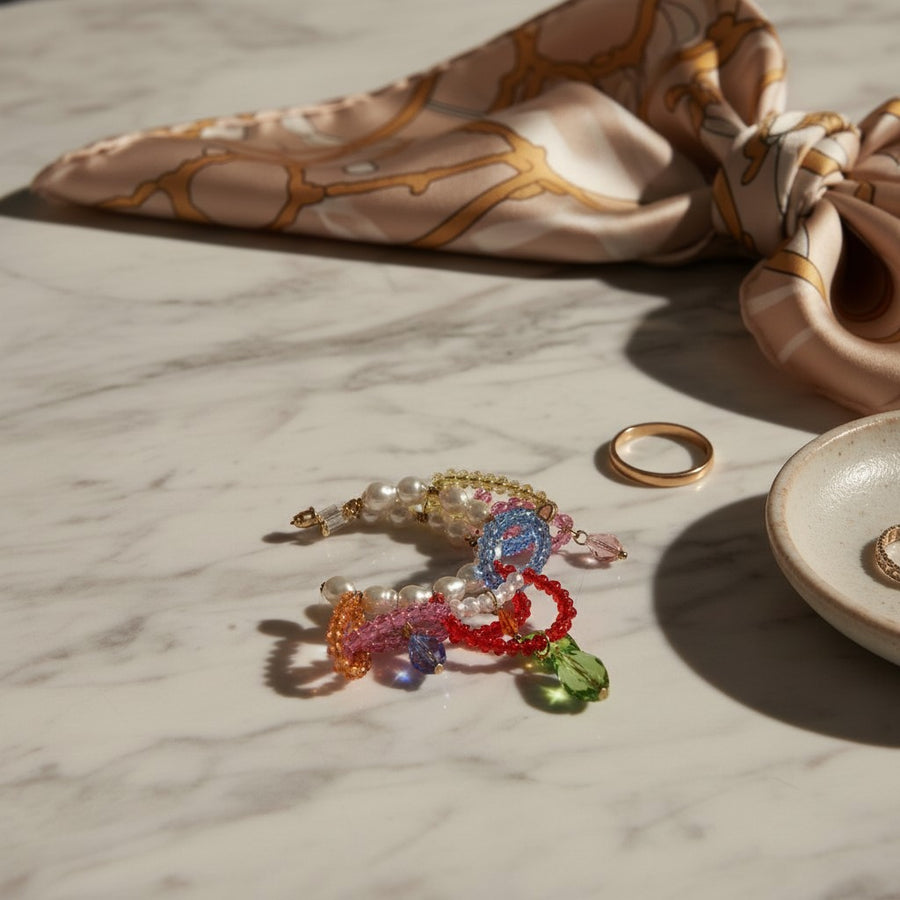 Carnival Pearl Hoop Earrings