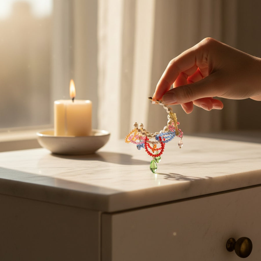 Carnival Pearl Hoop Earrings