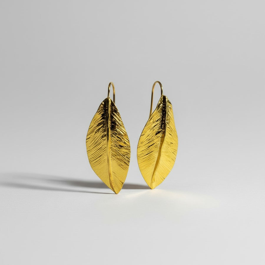 Golden Feather Earrings