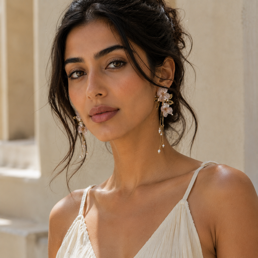 Blush Bloom Drop Earrings