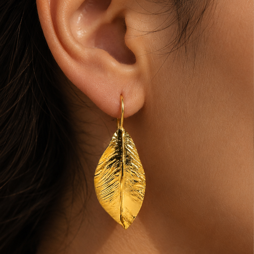 Golden Feather Earrings