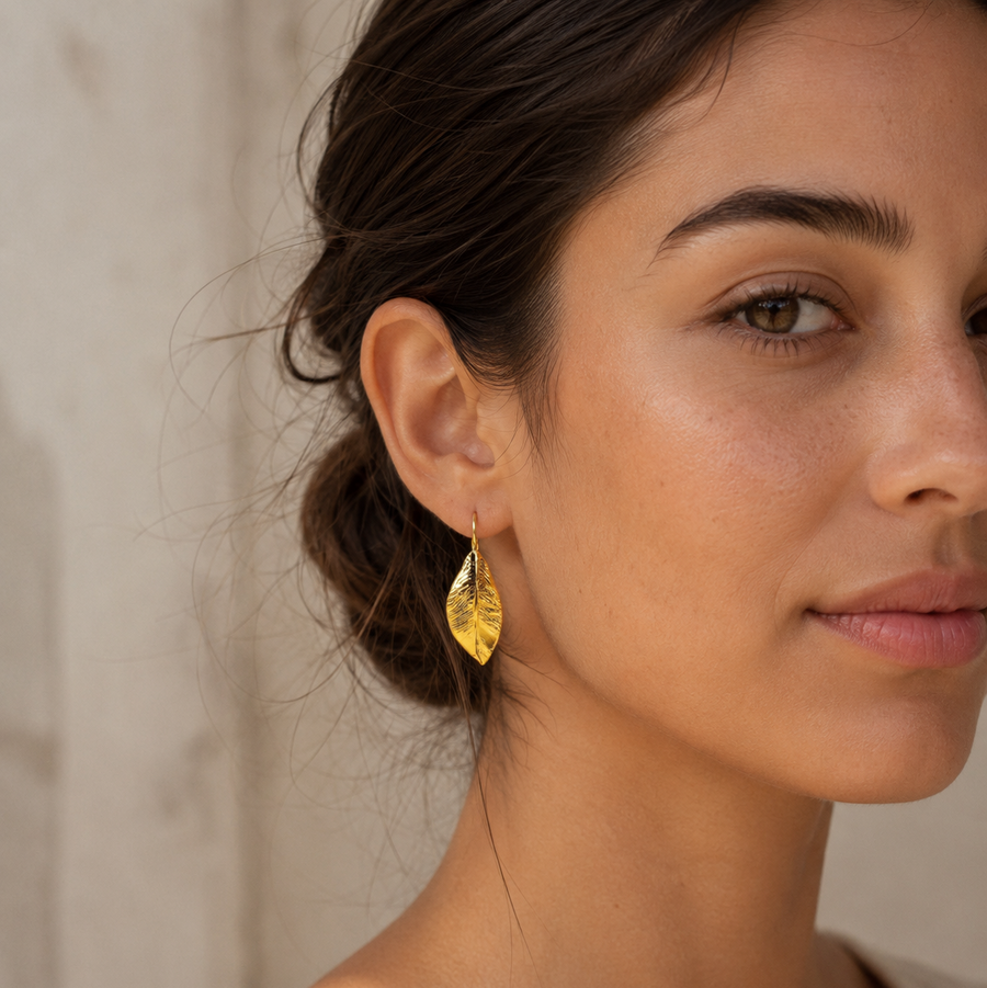Golden Feather Earrings