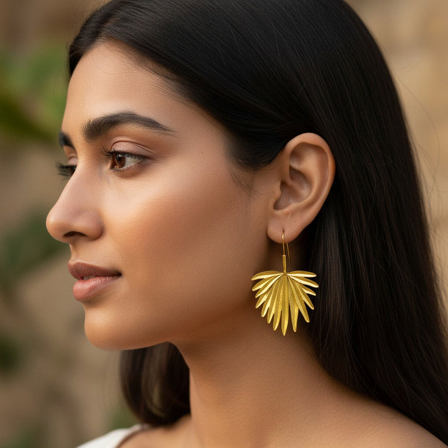 Golden Palm Drop Earrings