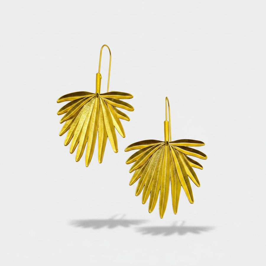 Golden Palm Drop Earrings