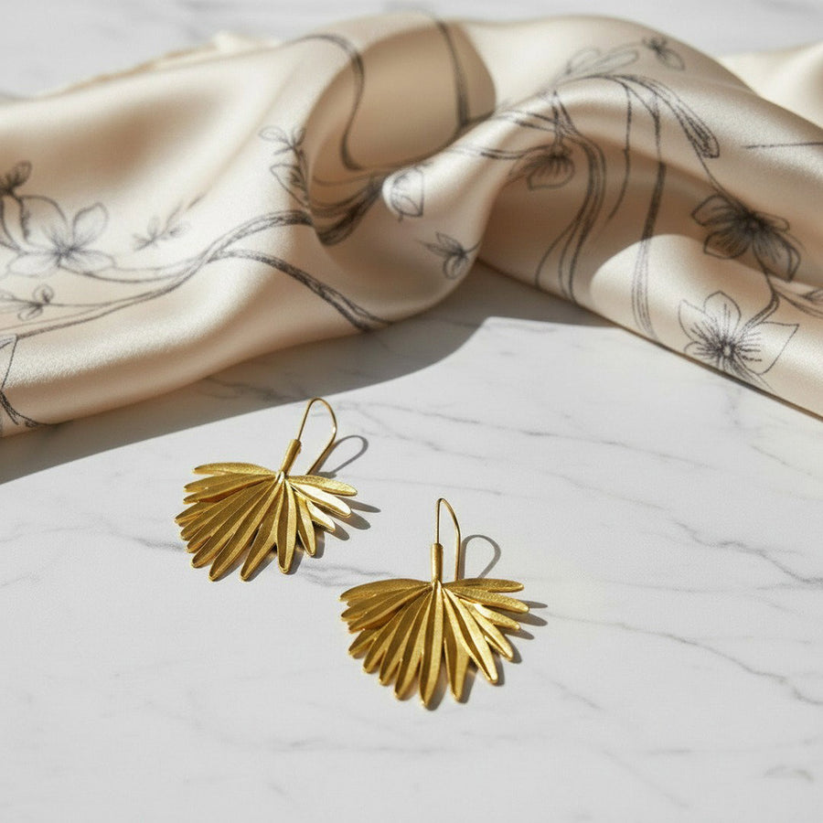 Golden Palm Drop Earrings