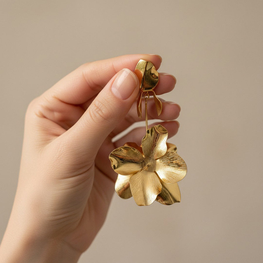 Golden Bloom Drop Earrings